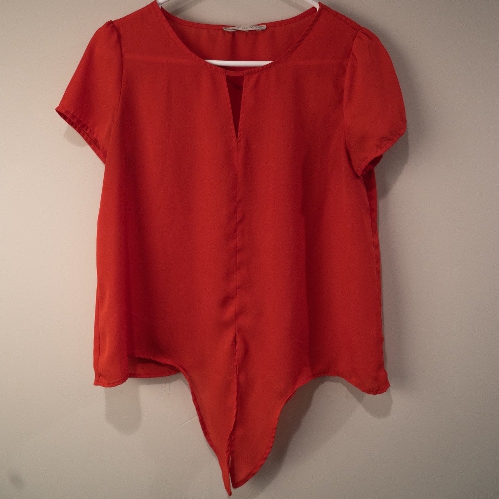 Casual Orange Sheer Top